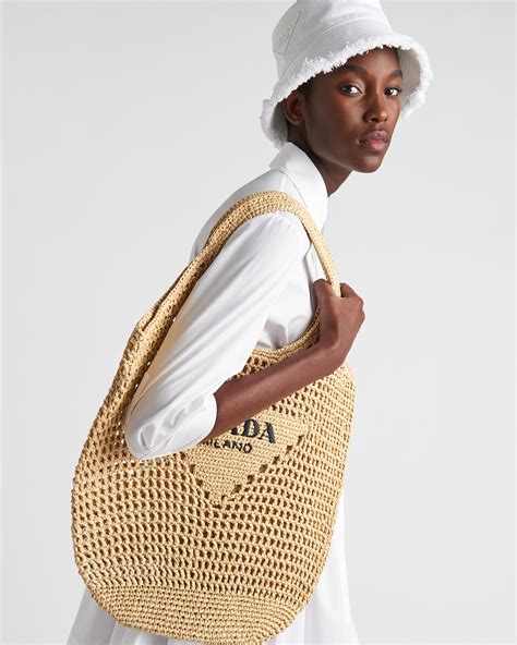 raffia tote bag prada